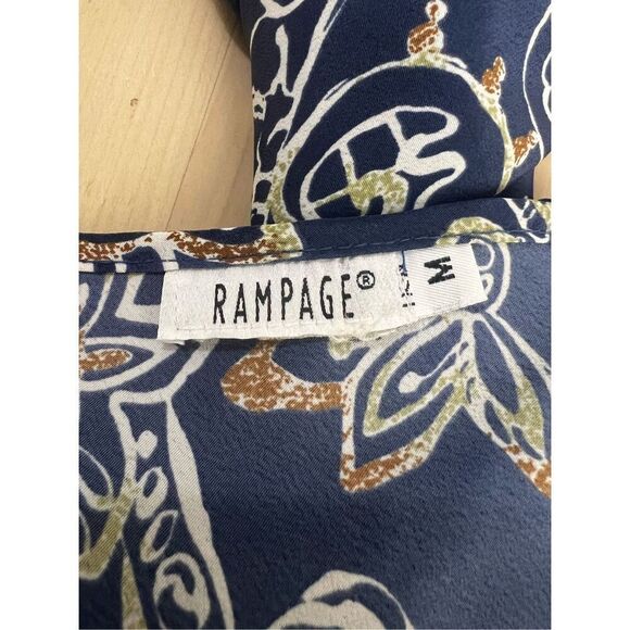 Rampage Blue Floral Sleeveless Shift Maxi Dress Size M Spaghetti Strap Tie-Back - Picture 7 of 9